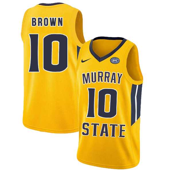 Murray State Racers 10 Tevin Brown Yellow College Basketball Jersey Dzhi