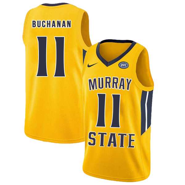 Murray State Racers 11 Shaq Buchanan Yellow College Basketball Jersey Dzhi