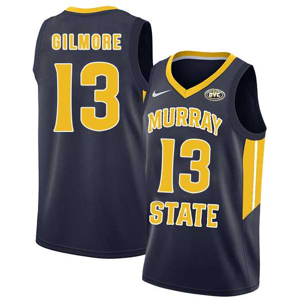 Murray State Racers 13 Devin Gilmore Navy College Basketball Jersey Dzhi