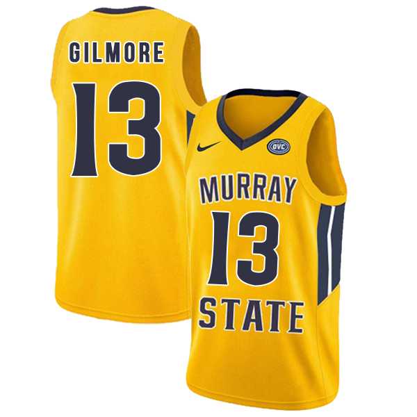 Murray State Racers 13 Devin Gilmore Yellow College Basketball Jersey Dzhi