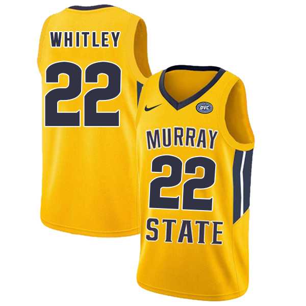 Murray State Racers 22 Brion Whitley Yellow College Basketball Jersey Dzhi