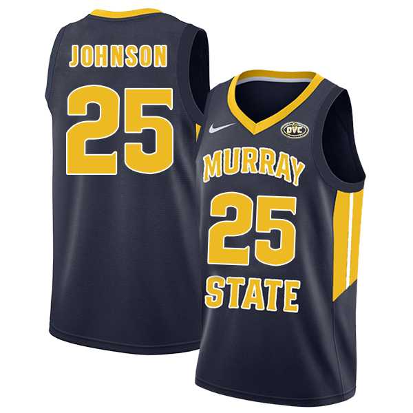 Murray State Racers 25 Jalen Johnson Navy College Basketball Jersey Dzhi