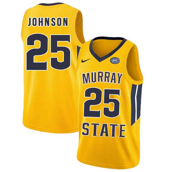 Murray State Racers 25 Jalen Johnson Yellow College Basketball Jersey Dzhi