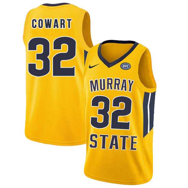 Murray State Racers 32 Darnell Cowart Yellow College Basketball Jersey Dzhi