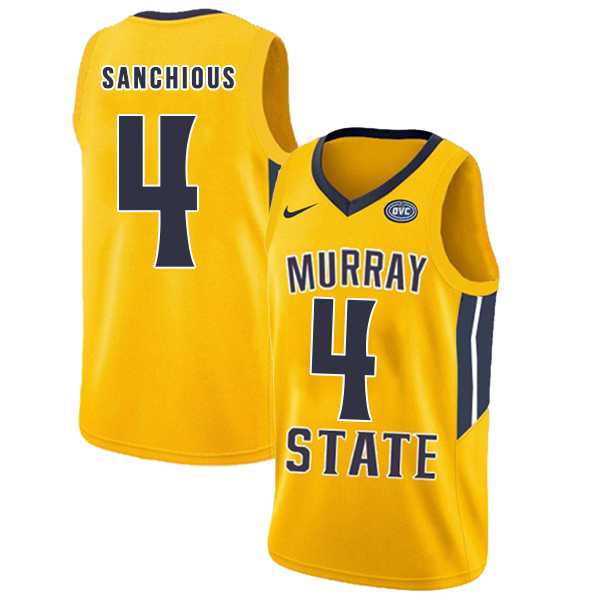 Murray State Racers 4 Brion Sanchious Yellow College Basketball Jersey Dzhi
