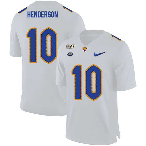 Pittsburgh Panthers 10 Quadree Henderson White 150th Anniversary Patch Nike College Football Jersey Dzhi