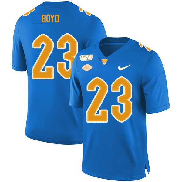 Pittsburgh Panthers 23 Tyler Boyd Blue 150th Anniversary Patch Nike College Football Jersey Dzhi