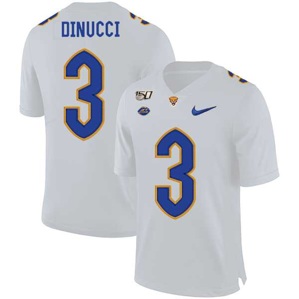 Pittsburgh Panthers 3 Ben DiNucci White 150th Anniversary Patch Nike College Football Jersey Dzhi