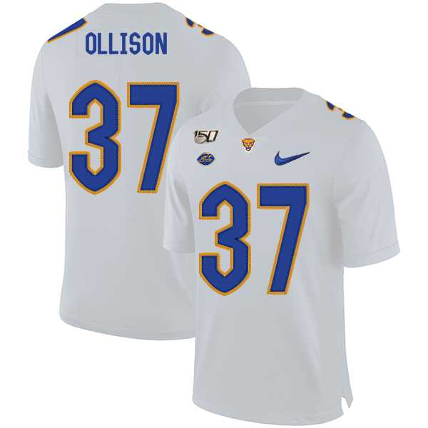 Pittsburgh Panthers 37 Qadree Ollison White 150th Anniversary Patch Nike College Football Jersey Dzhi