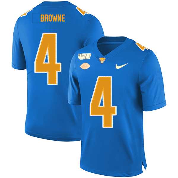 Pittsburgh Panthers 4 Max Browne Blue 150th Anniversary Patch Nike College Football Jersey Dzhi