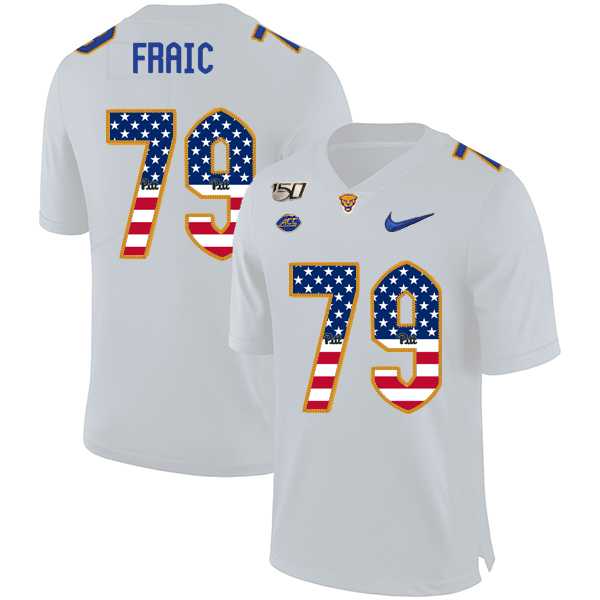 Pittsburgh Panthers 79 Bill Fralic White USA Flag 150th Anniversary Patch Nike College Football Jersey Dyin