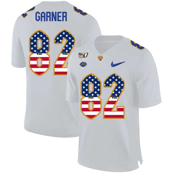 Pittsburgh Panthers 82 Manasseh Garner White USA Flag 150th Anniversary Patch Nike College Football Jersey Dyin
