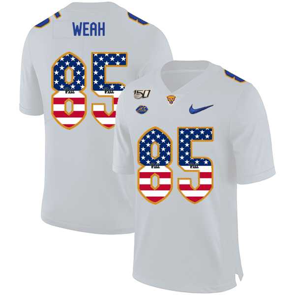 Pittsburgh Panthers 85 Jester Weah White USA Flag 150th Anniversary Patch Nike College Football Jersey Dyin