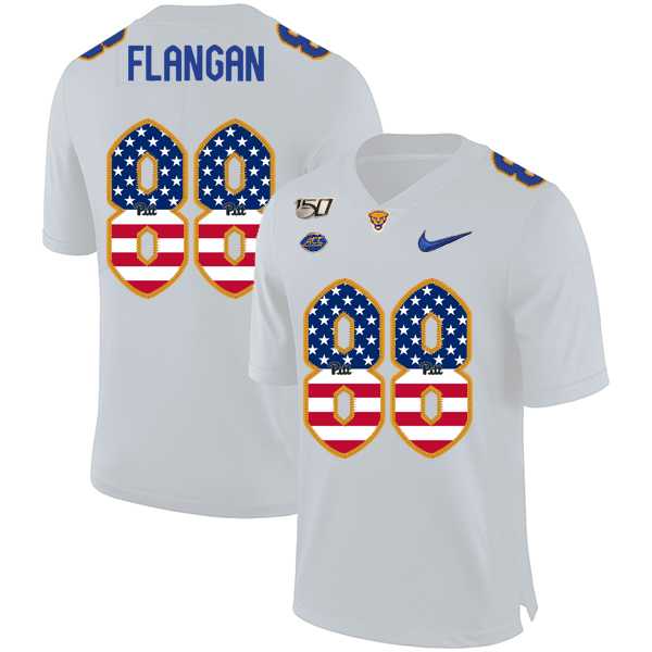 Pittsburgh Panthers 88 Matt Flanagan White USA Flag 150th Anniversary Patch Nike College Football Jersey Dyin