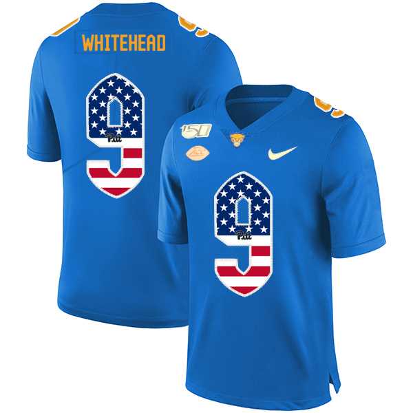 Pittsburgh Panthers 9 Jordan Whitehead Blue USA Flag 150th Anniversary Patch Nike College Football Jersey Dyin