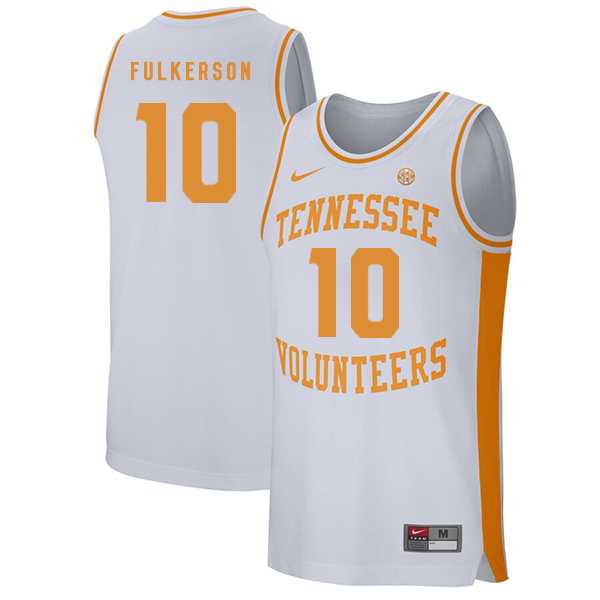 Tennessee Volunteers 10 John Fulkerson White College Basketball Jersey Dzhi