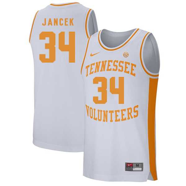 Tennessee Volunteers 34 Brock Jancek White College Basketball Jersey Dzhi
