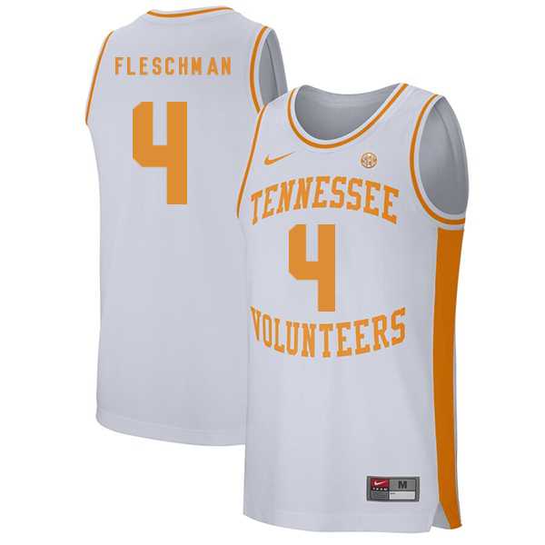 Tennessee Volunteers 4 Jacob Fleschman White College Basketball Jersey Dzhi