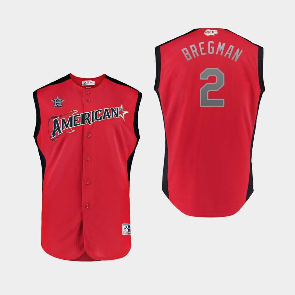 Youth American League 2 Alex Bregman Red 2019 MLB All Star Game Workout Player Jersey Dzhi