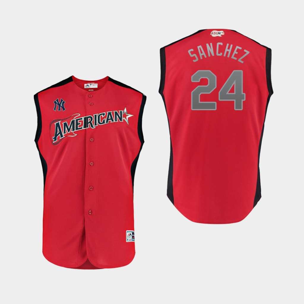 Youth American League 24 Gary Sanchez Red 2019 MLB All Star Game Player Jersey Dzhi