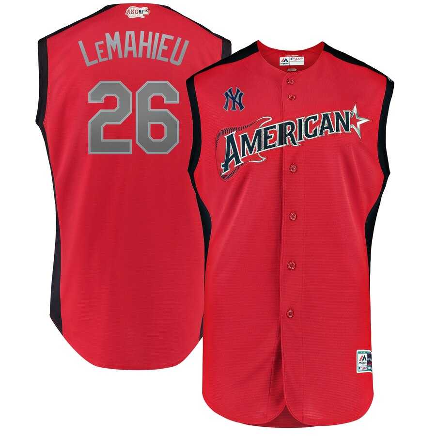 Youth American League 26 DJ LeMahieu Red 2019 MLB All Star Game Player Jersey Dzhi