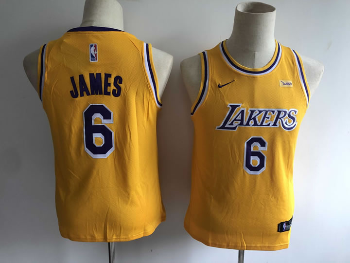 Youth Lakers 6 Lebron James Yellow City Edition Nike Swingman Jersey