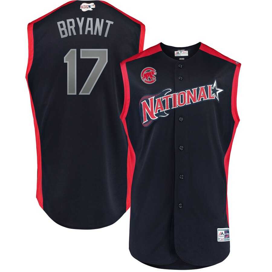 Youth National League 17 Kris Bryant Navy 2019 MLB All Star Game Workout Player Jersey Dzhi