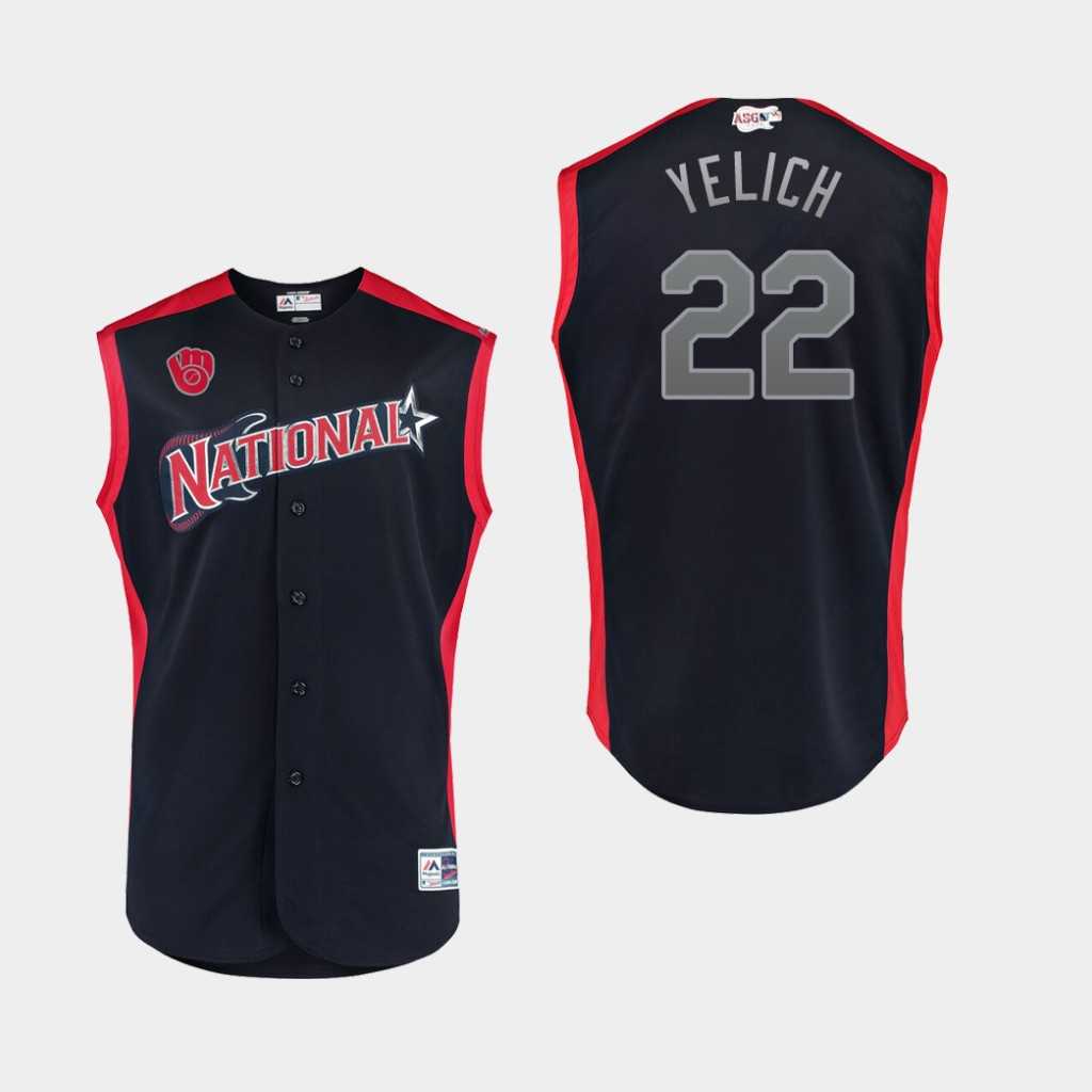 Youth National League 22 Christian Yelich Navy 2019 MLB All Star Game Player Jersey Dzhi