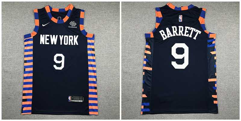 Knicks 9 R.J. Barrett Navy City Edition Nike Authentic Jersey