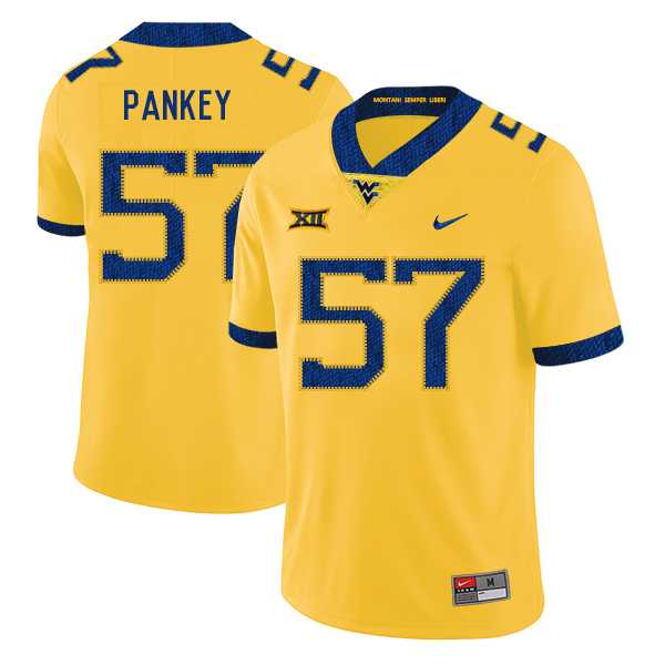 West Virginia Mountaineers 57 Adam Pankey Yellow College Football Jersey Dzhi