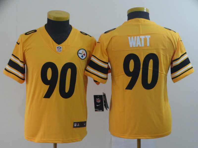 Youth Nike Steelers 90 T.J. Watt Gold Inverted Legend Limited Jersey
