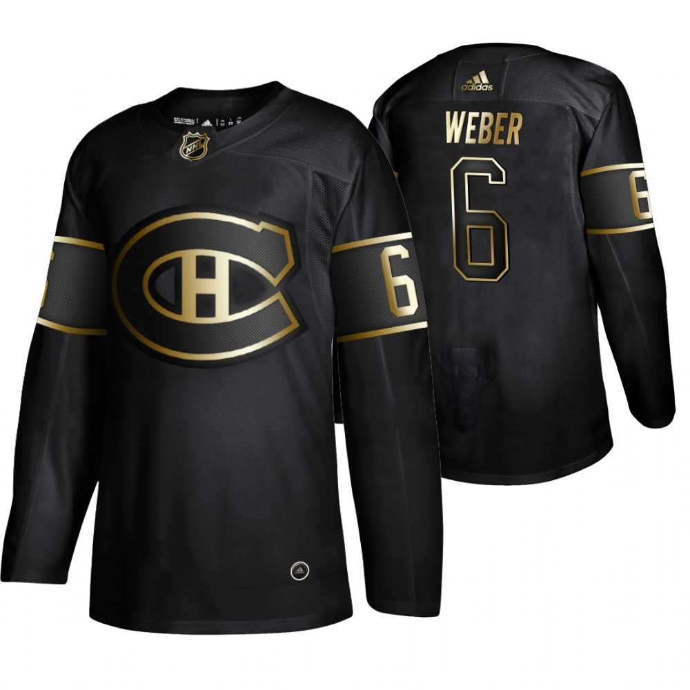 Canadiens 6 Shea Weber Black Gold Adidas Jersey Dyin