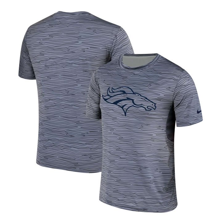 Denver Broncos Nike Gray Black Striped Logo Performance T-Shirt