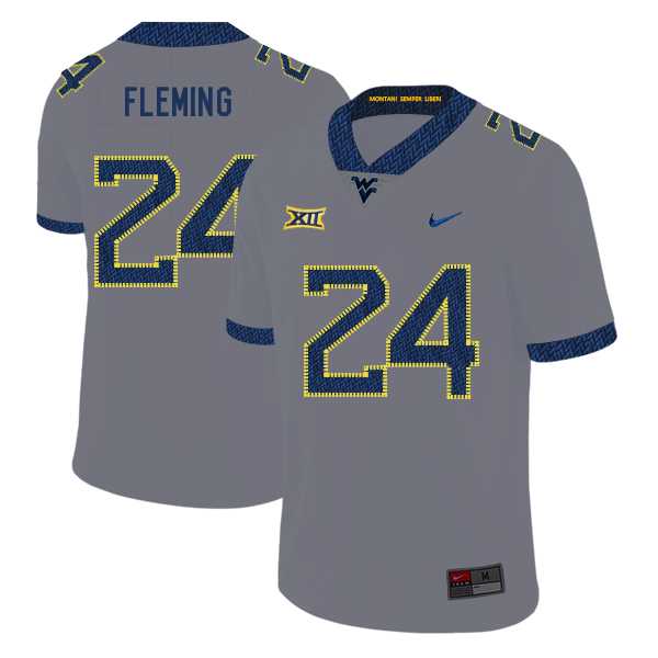 West Virginia Mountaineers 24 Maurice Fleming Gray College Football Jersey Dzhi