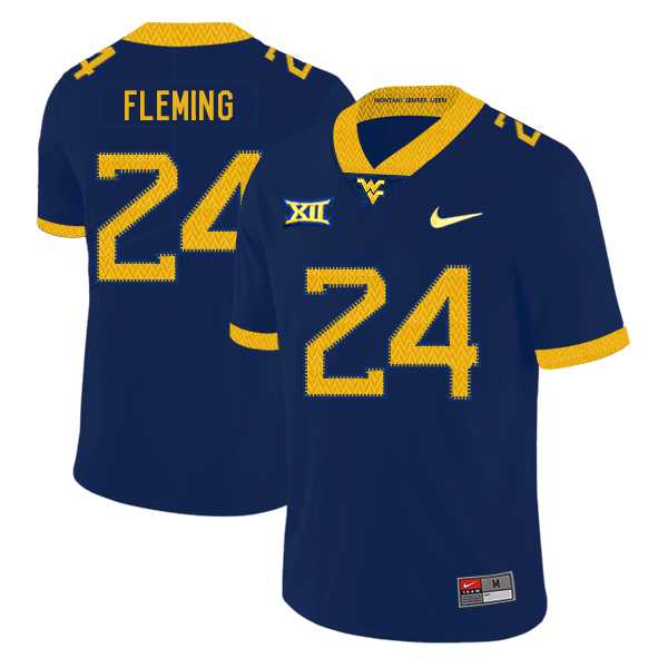 West Virginia Mountaineers 24 Maurice Fleming Navy College Football Jersey Dzhi