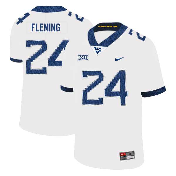 West Virginia Mountaineers 24 Maurice Fleming White College Football Jersey Dzhi