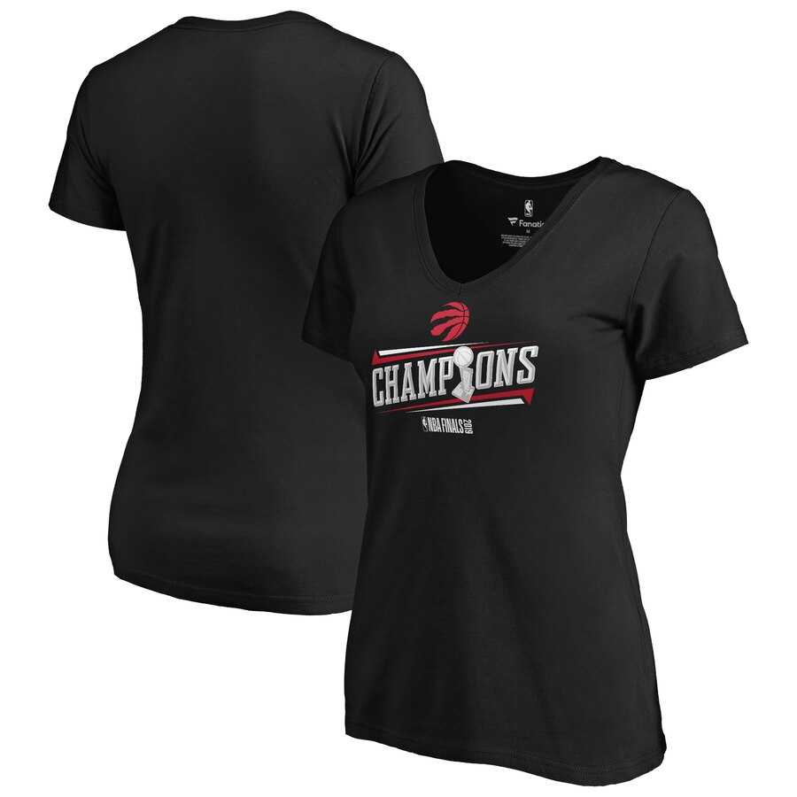 Women's Toronto Raptors Fanatics Branded 2019 NBA Finals Champions Ultimate Delivery V Neck T Shirt Black