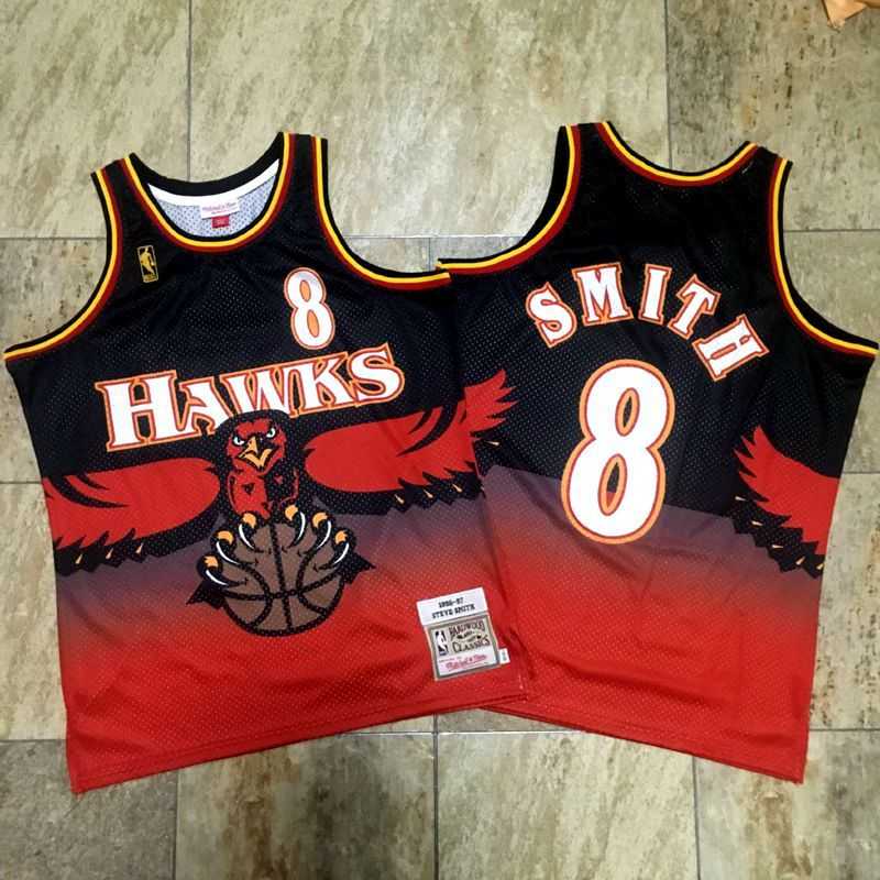 Hawks 8 Steve Smith Red 1996-97 Hardwood Classics Jersey Dzhi