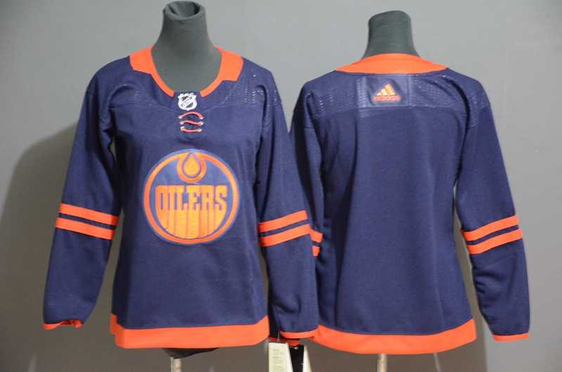 Women Oilers Blank Navy 50th anniversary Adidas Jersey