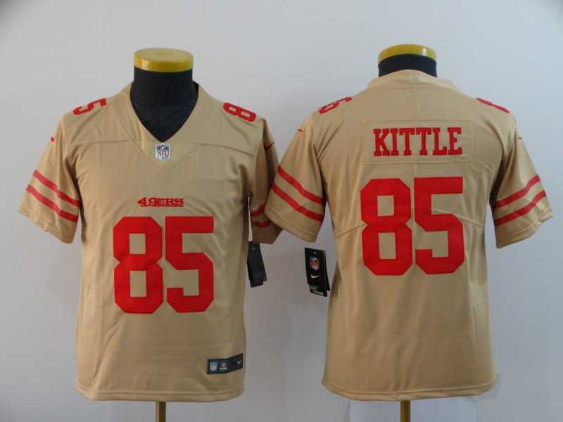 Youth Nike 49ers 85 George Kittle Cream Inverted Legend Limited Jersey