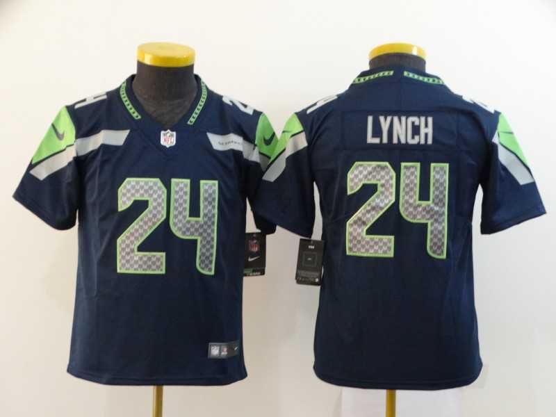 Youth Nike Seahawks 24 Marshawn Lynch Navy Vapor Untouchable Limited Jersey