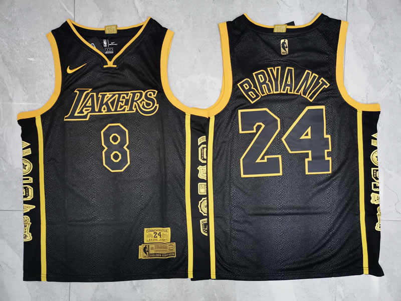 Lakers 8 & 24 Kobe Bryant Black Retirement Commemorative Nike Swingman Jersey