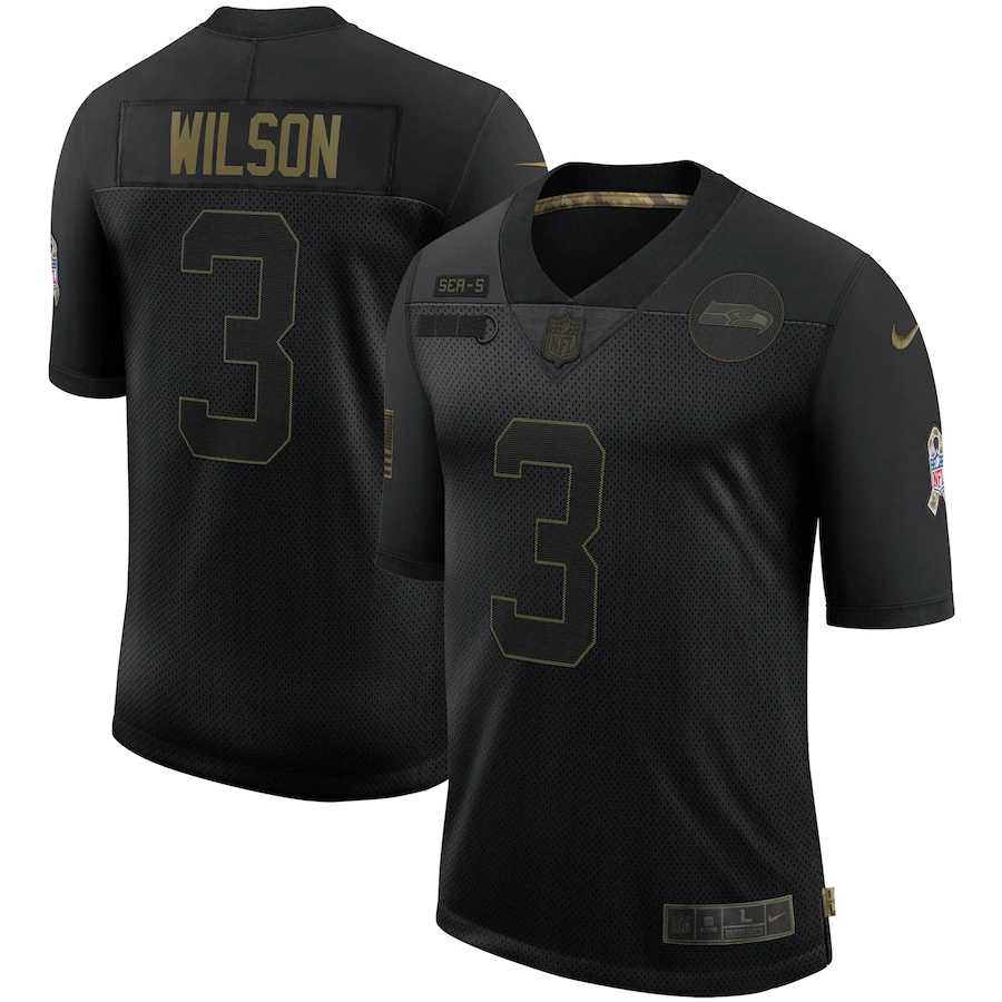Nike Seahawks 3 Russell Wilson Black 2020 Salute To Service Limited Jersey Dyin