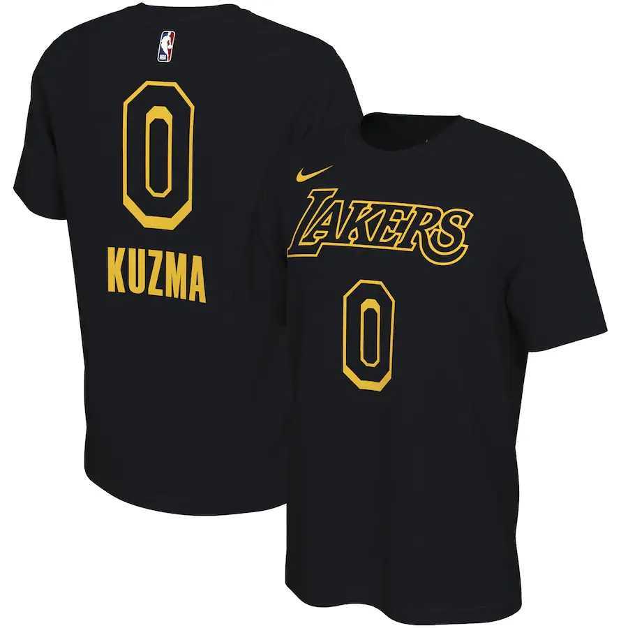 Men's Lakers 0 Kyle Kuzma Black Nike Restart Name & Number T-Shirt