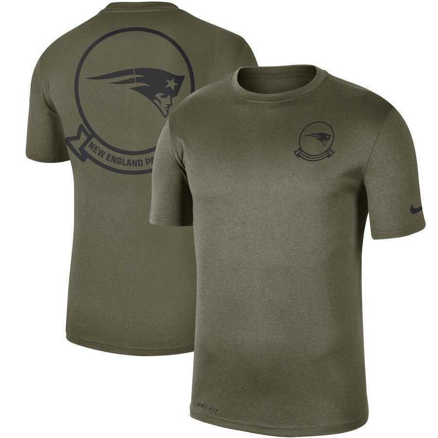Men's New England Patriots Nike Olive 2019 Salute to Service Sideline Seal Legend Performance T Shirt