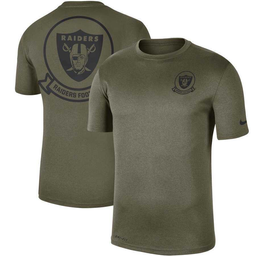 Men's Oakland Raiders Nike Olive 2019 Salute to Service Sideline Seal Legend Performance T Shirt