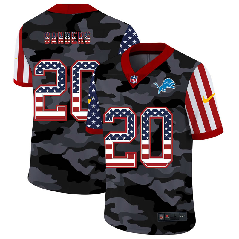 Nike Detroit Lions 20 Sanders 2020 USA Camo Salute to Service Limited Jersey zhua