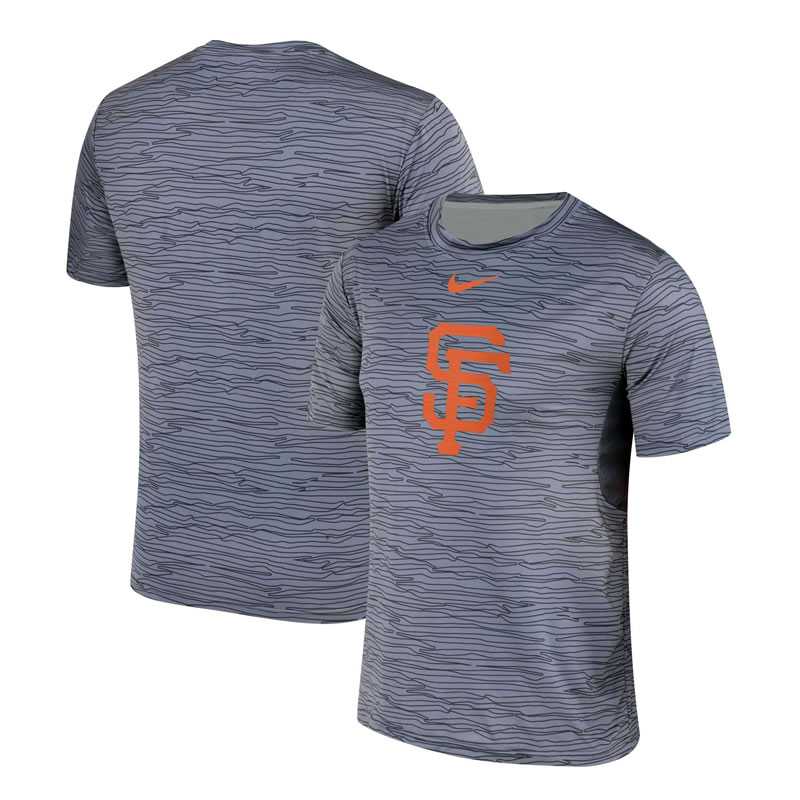 San Francisco Giants Gray Black Striped Logo Performance T-Shirt