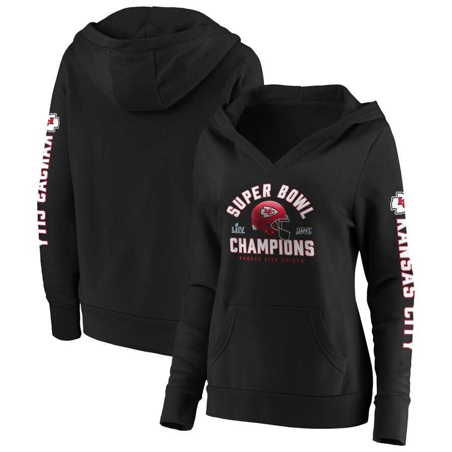 Women's Kansas City Chiefs NFL Pro Line by Fanatics Branded Super Bowl LIV Champions Lateral Pullover Hoodie Black.jpeg