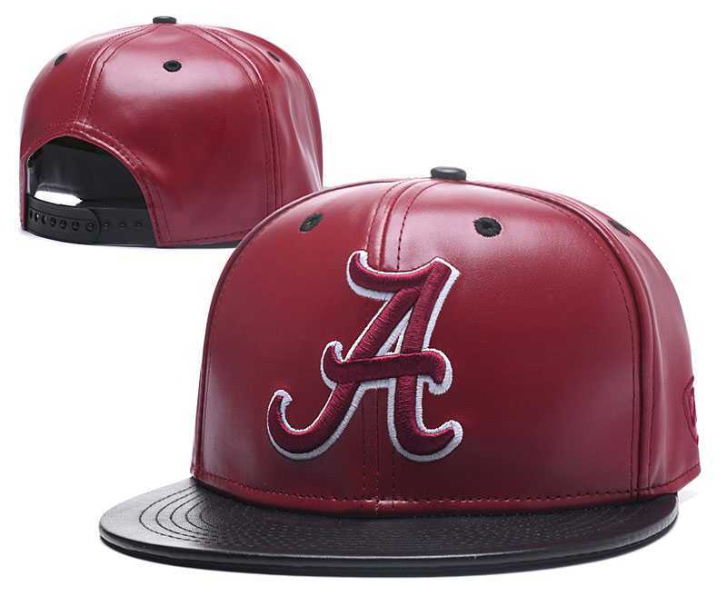 Alabama Crimson Tide Team Logo Red Leather Adjustable Hat GS